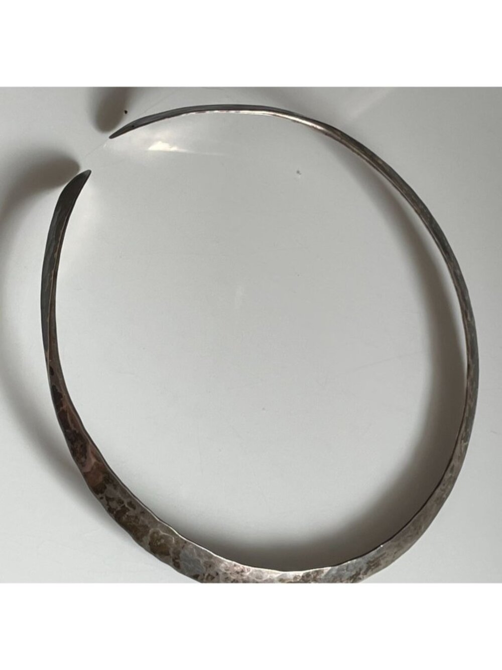 Vintage Taxco Mexico 925 Silver Hammered Collar Necklace Signed Platería Estraté
